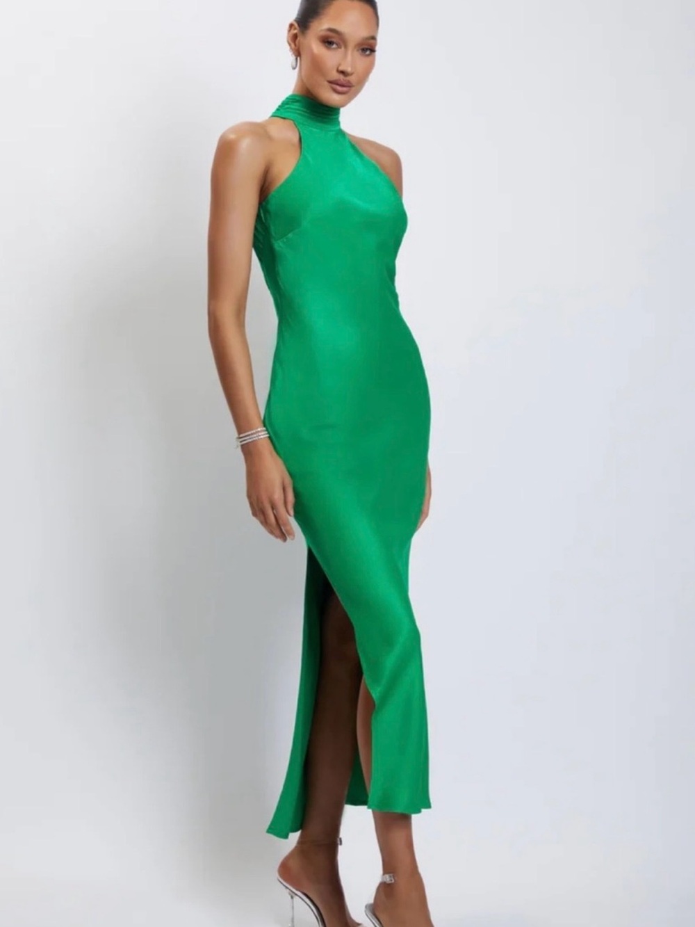 Meshki Emerald Green Halter Maxi Dress